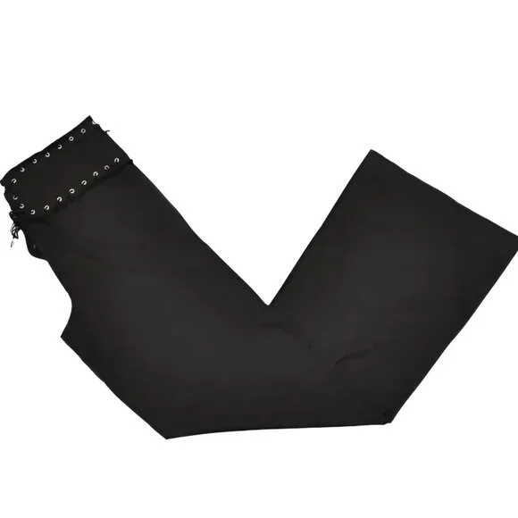 L'Equipe Vintage Disco Biker Low Lace Up Structured Black Bootcut Pants 46 10 12